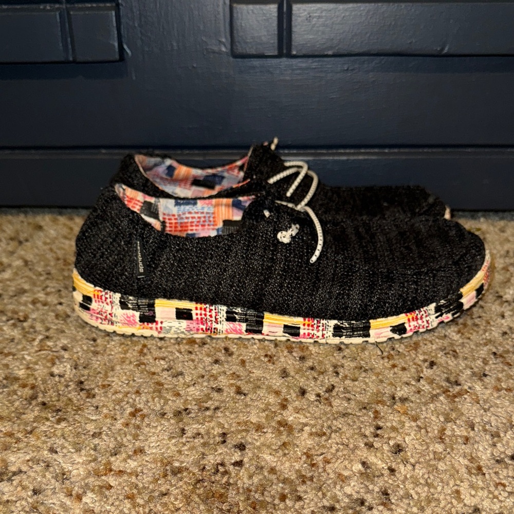 Hey Dude Black and Multicolor Women's Moccasins